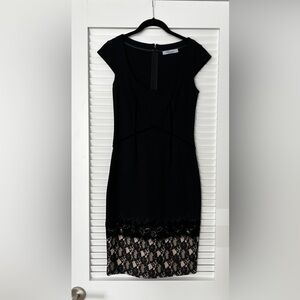 Blumarine Black Midi Dress with Lace Detail